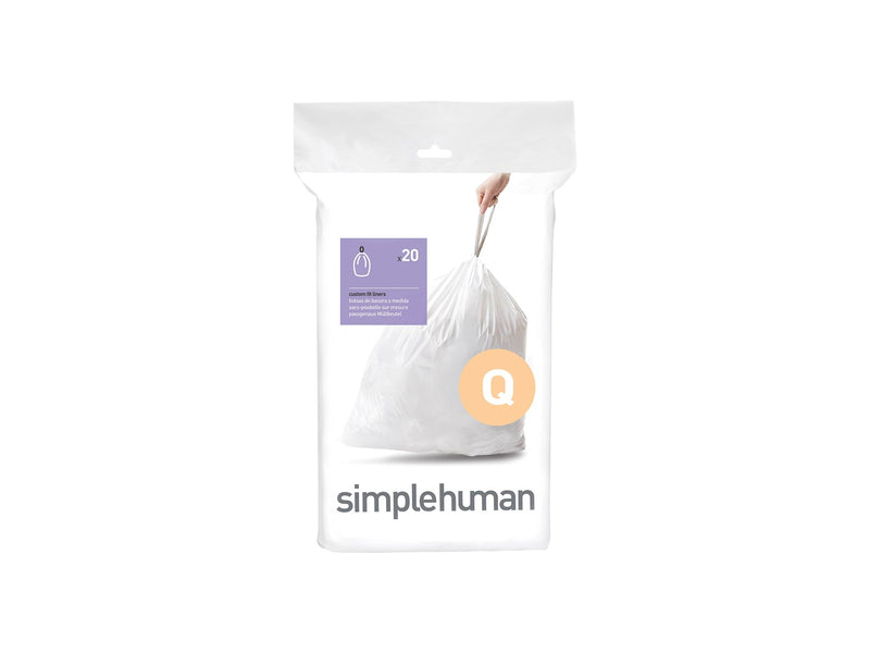Simplehuman Code Q maßgeschneiderte Müllbeutel, Packung mit 20, weiß