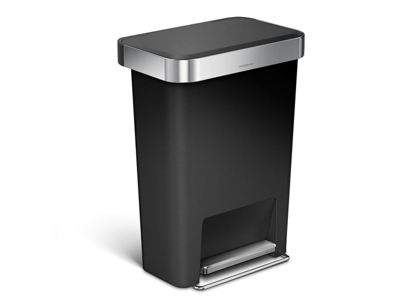 Simplehuman Rectangular Pedal Bin with Liner Pocket - 45 L - Black