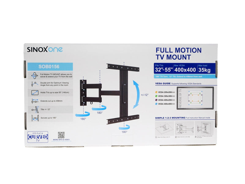 Sinox One TV Wall Mount - 32"-55" - Black - Max 35 kg - recommended for 55"
