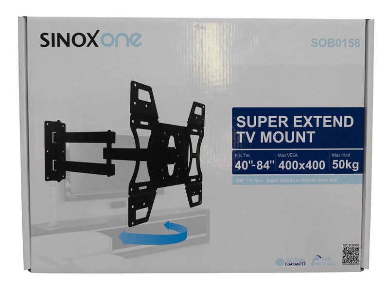 Sinox One TV Wall Mount - 40"-84" - Black - Max 50 kg - recommended for 84"