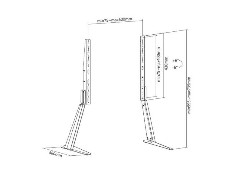 Sinox TV Desk Mount - Fits TVs up to 70" - Black - Max 50 kg - recommended for 70"