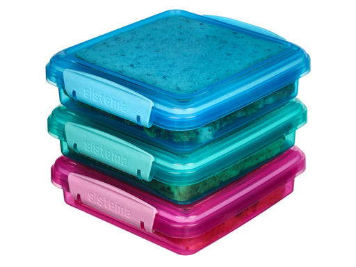 Sistema Pack 450ml Sandwich Box3 Pack Lunch Coloured