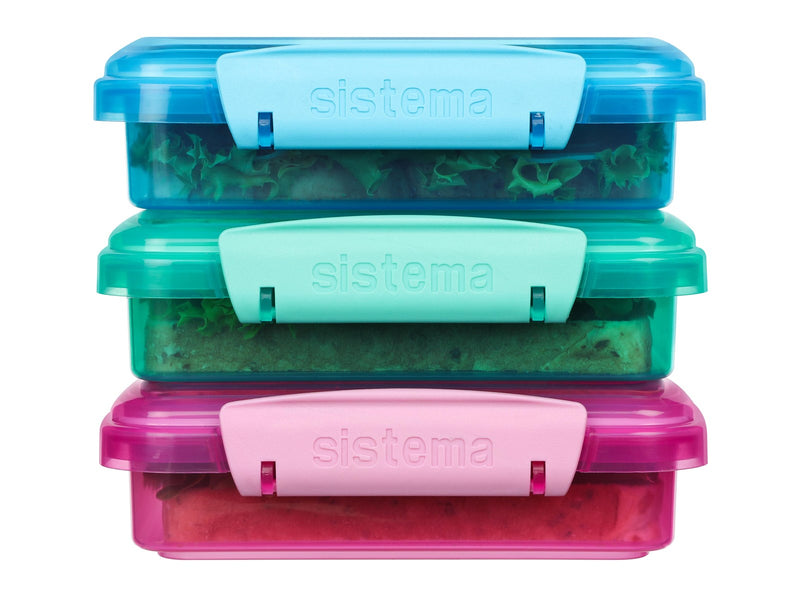 Sistema Pack 450ml Sandwich Box3 Pack Lunch Coloured