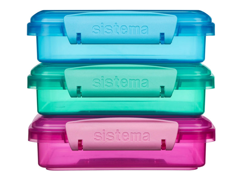 Sistema Pack 450ml Sandwich Box3 Pack Lunch Coloured