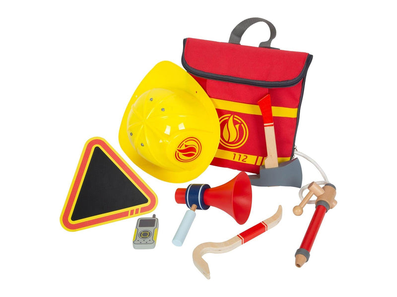 Small Foot - Firefighter Backpack with Wooden Fire Brigade Attributes 8dlg.