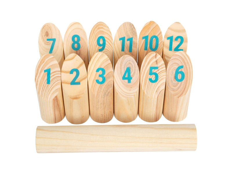 Small Foot Wooden Kubb with Numbers Throwing Game in Bag 13dlg.