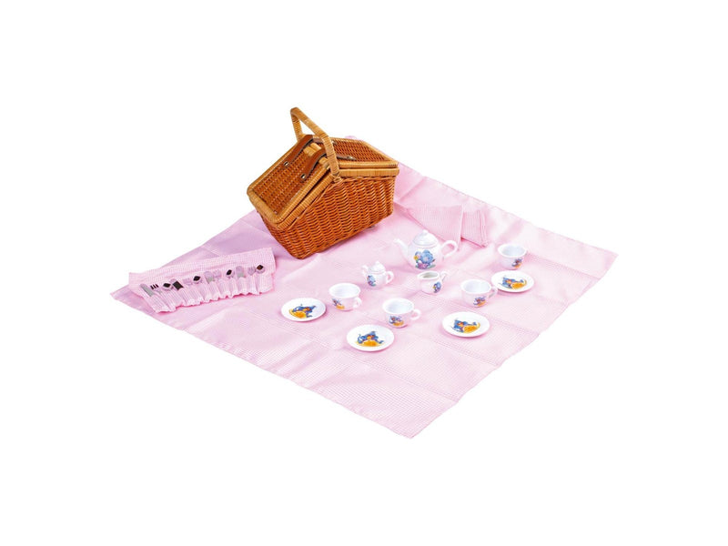 Small Foot Wooden Picnic Basket with Tableware Romantic 30 pcs.
