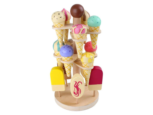 Small Foot - Wooden Play Food Ice Creams on Movable Ice Cream Stand 16dlg.