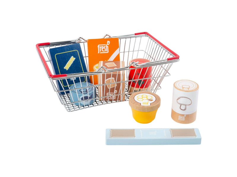Small Foot - Wooden Play Food in Shopping Basket