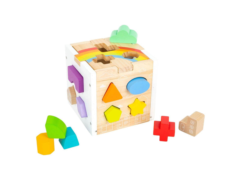 Small Foot - Wooden Shape Sorter Cube Rainbow.
