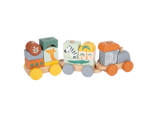 Small Foot - Wooden Stacking Blocks Train Safari