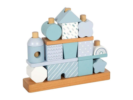 Small Foot - Wooden Stacking House Blue - 18 pcs.