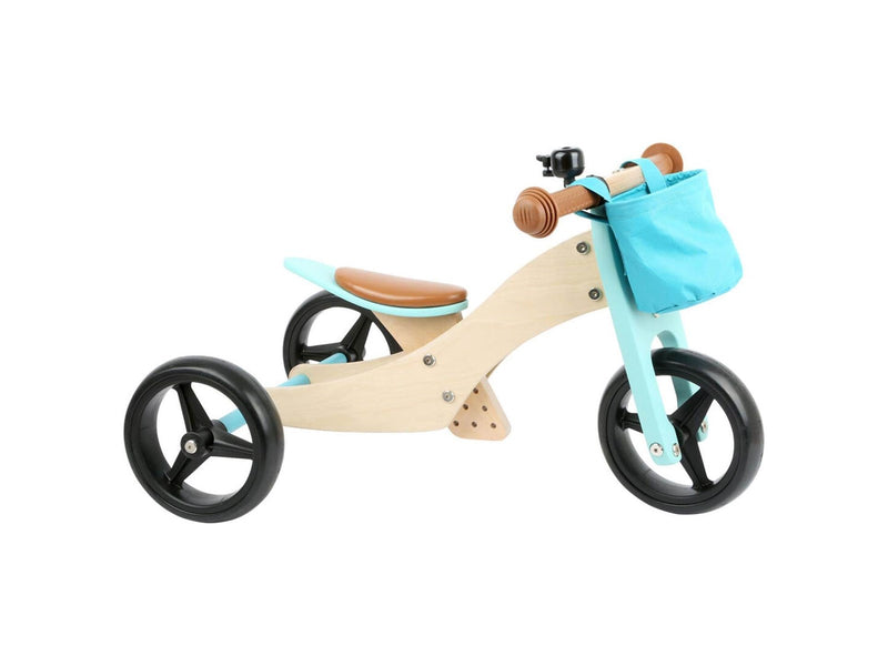 Small Foot - Wooden Tricycle and Balance Bike 2in1 Turquoise
