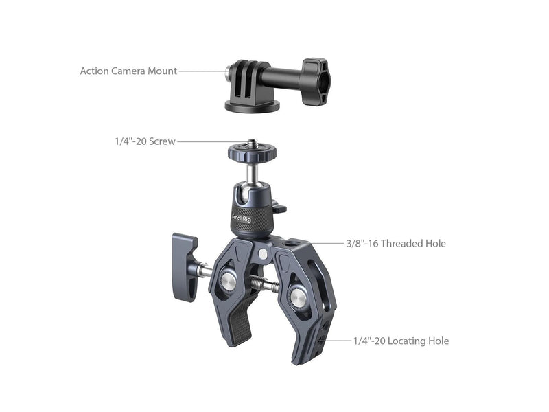 SmallRig 4102 Super Clamp with 360 Ballhead Mount for Action Cameras