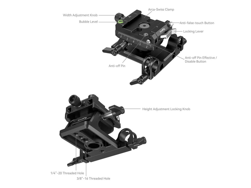 SmallRig 4233 Height adjustable Mount Plate Kit Universal ARCA & Manfrotto compatible