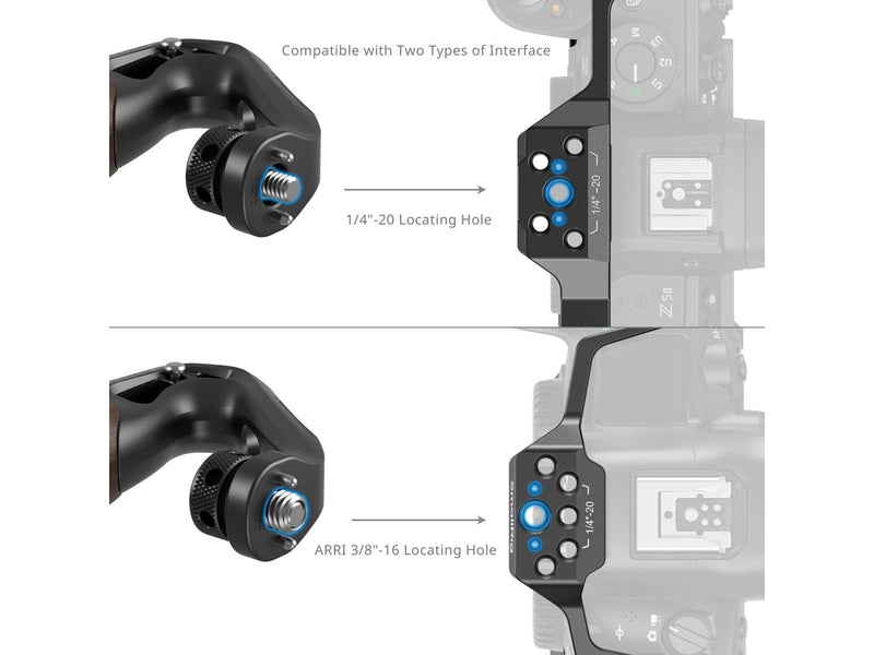 SmallRig 5252 Wooden Top Handle with 1/4''-20 and ARRI 3/8''-16 Locating Screw