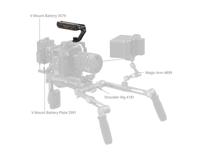 SmallRig 5252 Wooden Top Handle with 1/4''-20 and ARRI 3/8''-16 Locating Screw