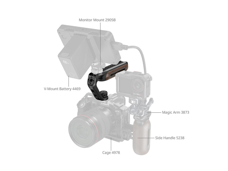 SmallRig 5252 Wooden Top Handle with 1/4''-20 and ARRI 3/8''-16 Locating Screw