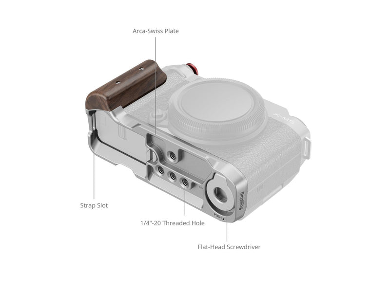 SmallRig 5261 L-Shape Mount Plate with Wooden Handle for FUJIFILM X-M5 Sliver