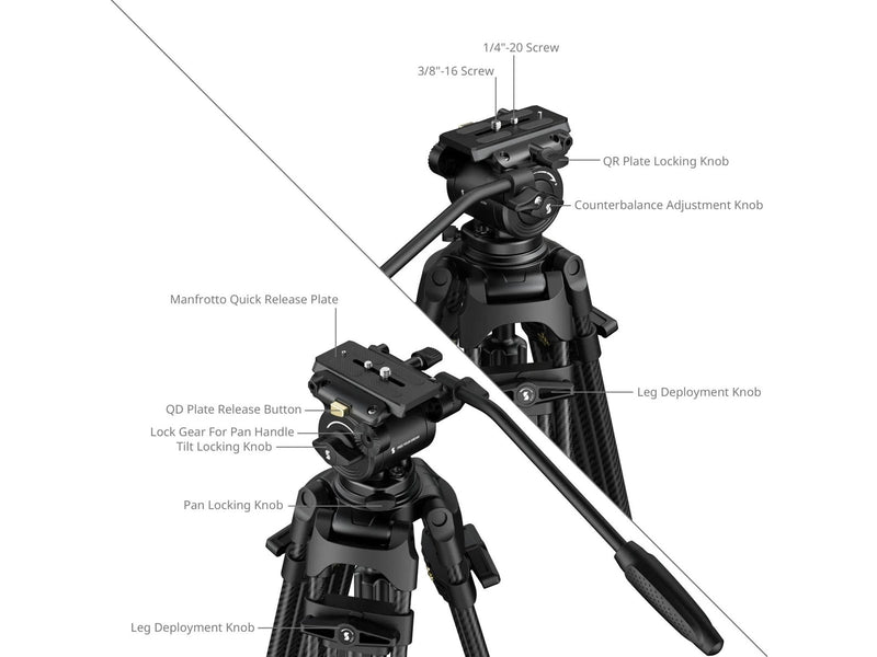 SmallRig 5443 FSD14 FreeSpeed Heavy-Duty Carbon Fiber Tripod