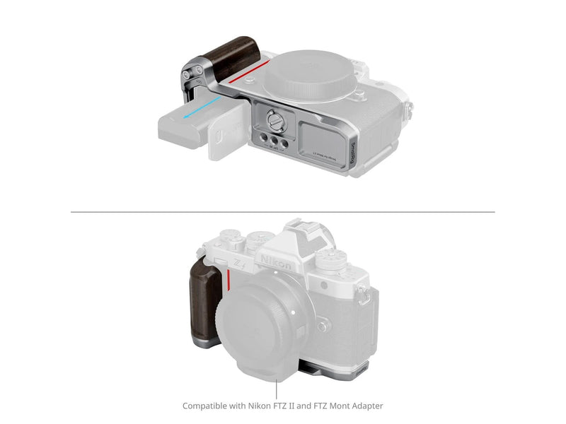 SmallRig 5707 L-Shaped Mount Plate with Wooden Handle for Nikon Z f Silver