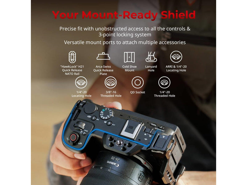 SmallRig 6381 HawkLock Quick Release Cage Kit with V-Mount Battery Plate for Canon EOS R6 V