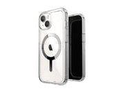 Speck Gemshell Grip + MagSafe - Case for iPhone 17e / 16e / 15 / 14 / 13 - Clear / Chrome Finish
