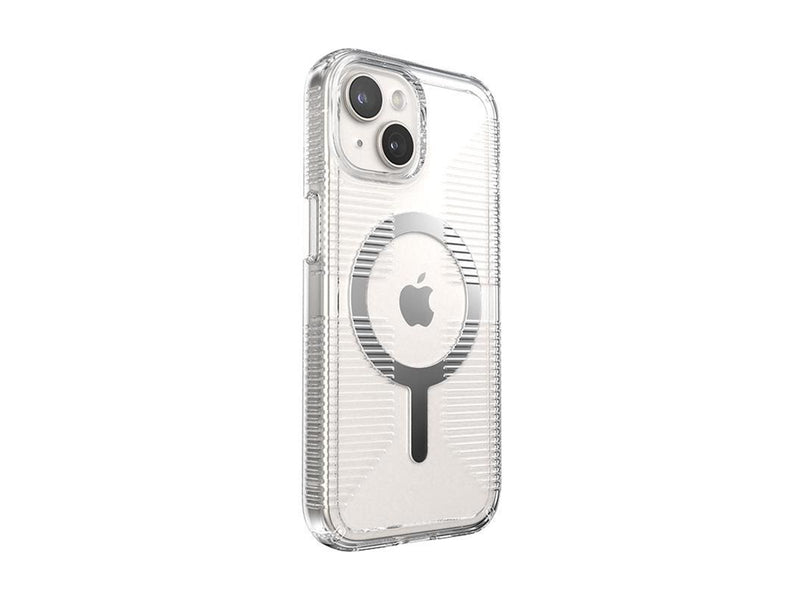 Speck Gemshell Grip + MagSafe - Case for iPhone 17e / 16e / 15 / 14 / 13 - Clear / Chrome Finish
