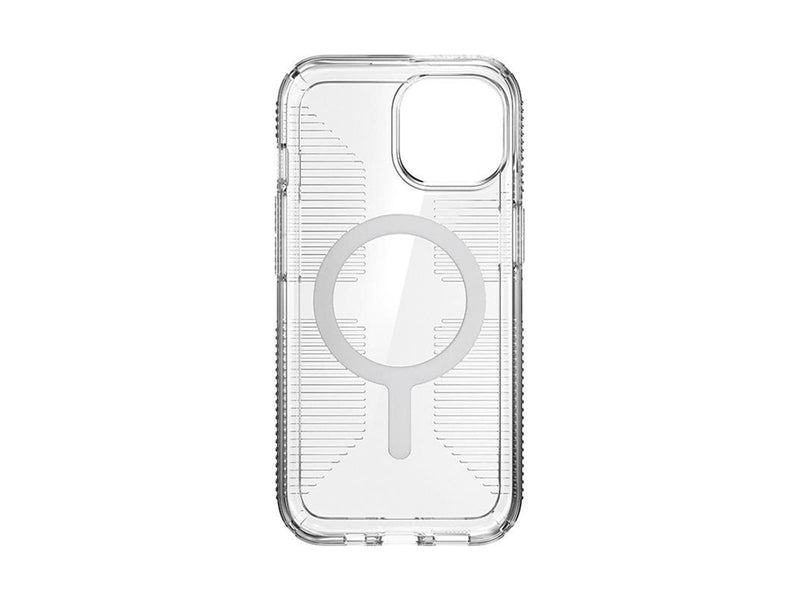 Speck Gemshell Grip + MagSafe - Case for iPhone 17e / 16e / 15 / 14 / 13 - Clear / Chrome Finish