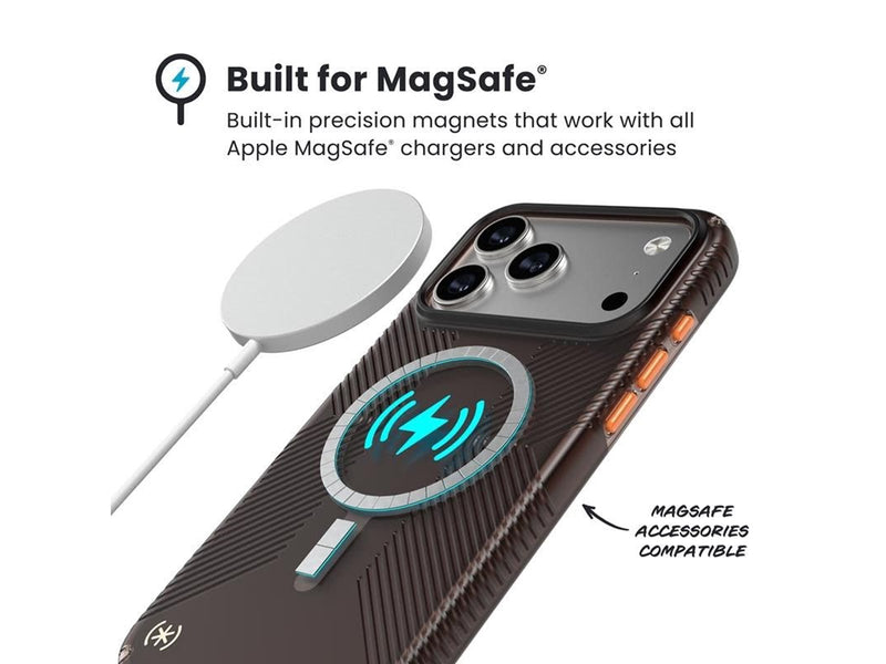 Speck Presidio Lux Grip MagSafe - iPhone 17 Pro Max Case - Luxury Shade Matte / Orange