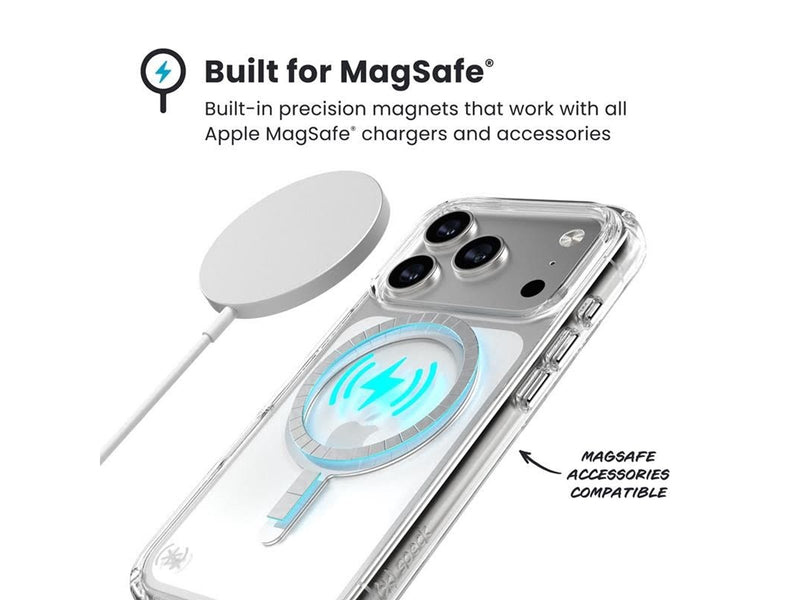 Speck Presidio Perfect Clear MagSafe - iPhone 17 Pro Case - Clear / Silver
