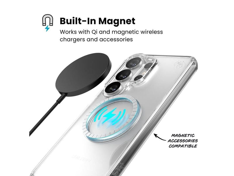 Speck Presidio Perfect-Clear Magnet - Samsung Galaxy S26 Ultra MagSafe Case - Clear/Clear/Silver