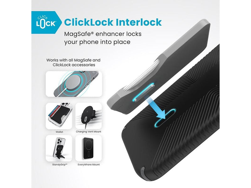 Speck Presidio2 Grip ClickLock & MagSafe - iPhone 16 Plus Case - Black / Slate Gray / White