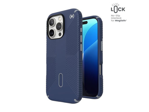 Speck Presidio2 Grip ClickLock & MagSafe - iPhone 16 Pro Case - Coastal Blue / Dust Gray / White