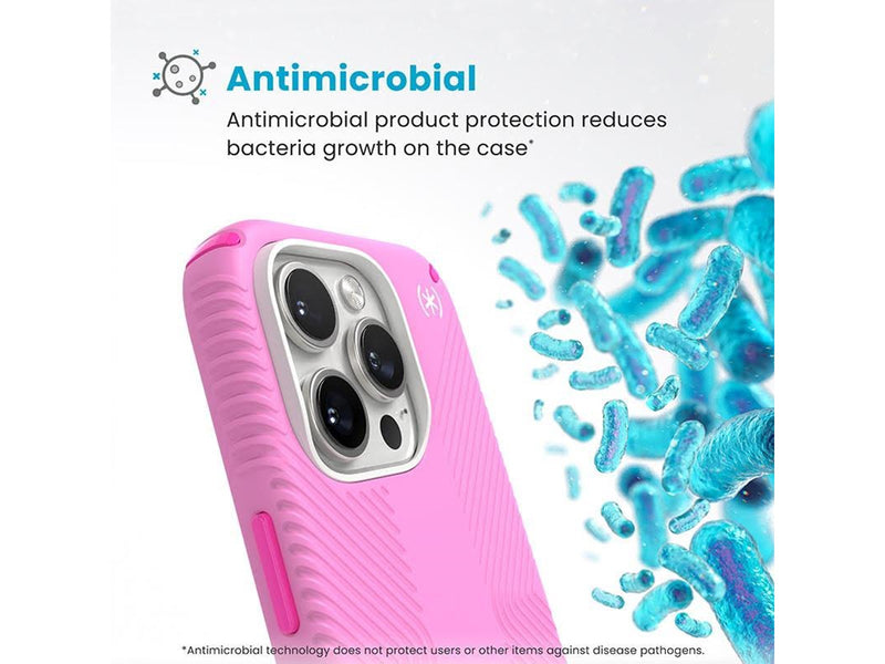 Speck Presidio2 Grip ClickLock & MagSafe - iPhone 16 Pro Case - True Pink / Shocking Pink / White