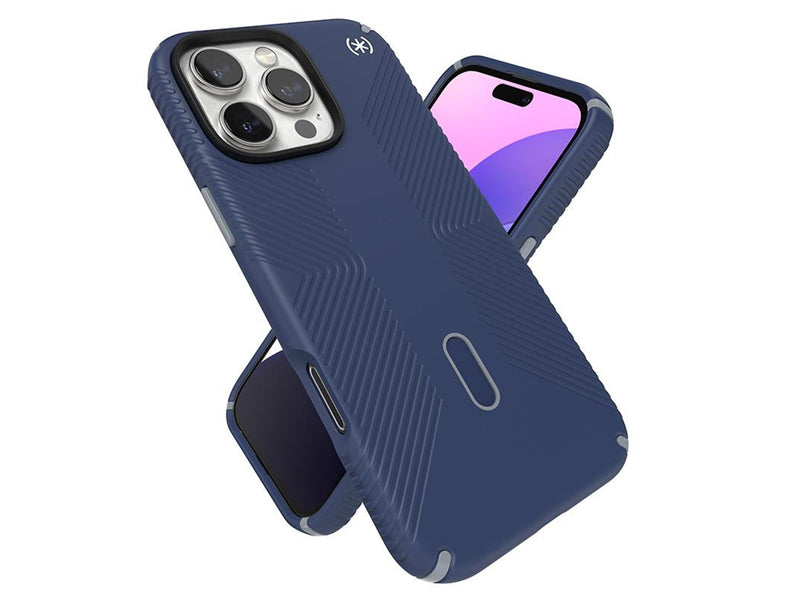 Speck Presidio2 Grip ClickLock & MagSafe - iPhone 16 Pro Max Case - Coastal Blue / Dust Gray / White