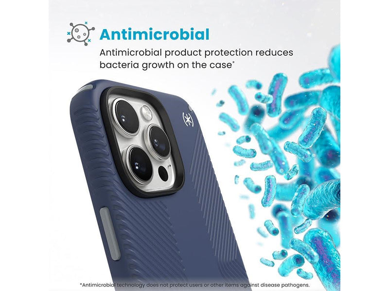 Speck Presidio2 Grip ClickLock & MagSafe - iPhone 16 Pro Max Case - Coastal Blue / Dust Gray / White