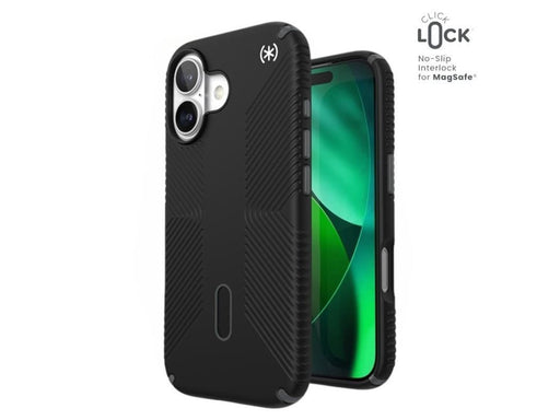 Speck Presidio2 Grip ClickLock & MagSafe - iPhone 17 Case - Black / Slate Gray / White