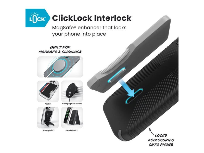 Speck Presidio2 Grip ClickLock & MagSafe - iPhone 17 Case - Black / Slate Gray / White