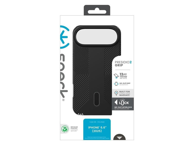 Speck Presidio2 Grip ClickLock & MagSafe - iPhone Air Case - Black / Slate Gray / White