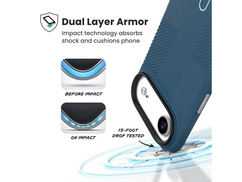 Speck Presidio2 Grip ClickLock & MagSafe - iPhone Air Case - Deep Sea / Silver Metallic / Spell Blue
