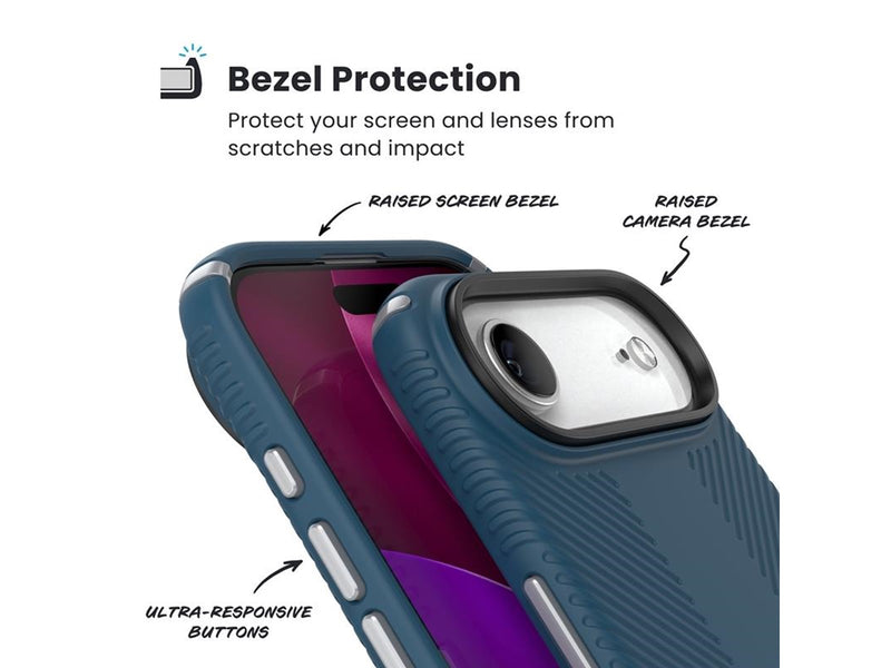 Speck Presidio2 Grip ClickLock & MagSafe - iPhone Air Case - Deep Sea / Silver Metallic / Spell Blue