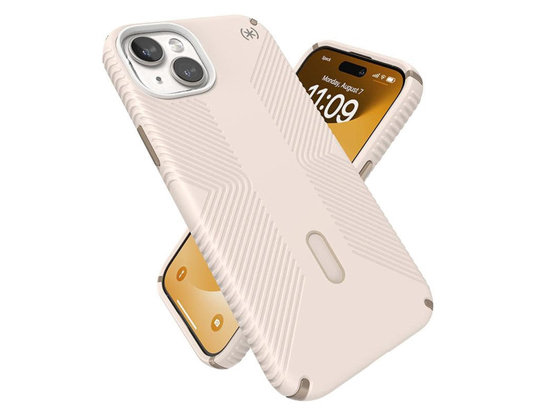 Speck Presidio2 Grip ClickLock & Magsafe - iPhone 15 Plus / iPhone 14 Plus Case - Bleached Bone / Heirloom Gold / Hazel Brown
