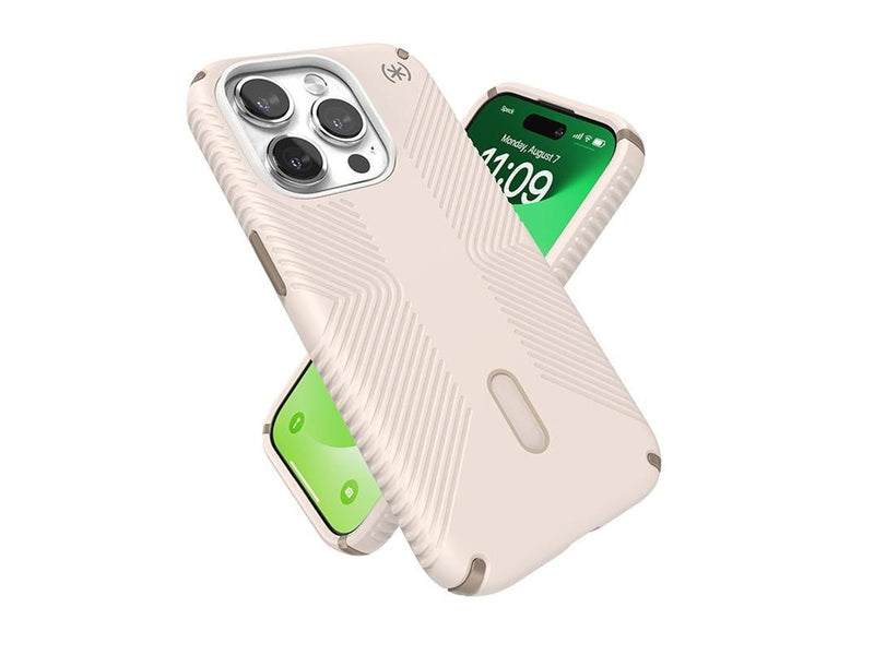 Speck Presidio2 Grip ClickLock & Magsafe - iPhone 15 Pro Case - Bleached Bone / Heirloom Gold / Hazel Brown