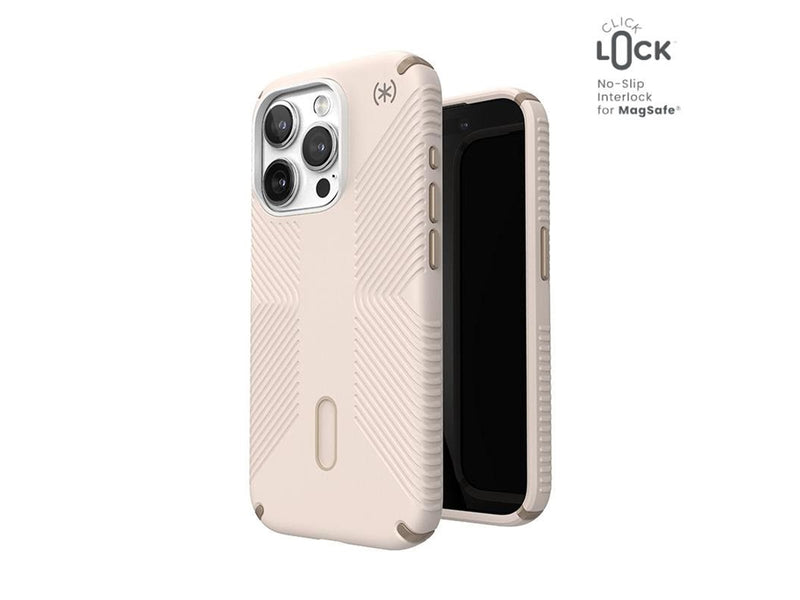 Speck Presidio2 Grip ClickLock & Magsafe - iPhone 15 Pro Case - Bleached Bone / Heirloom Gold / Hazel Brown