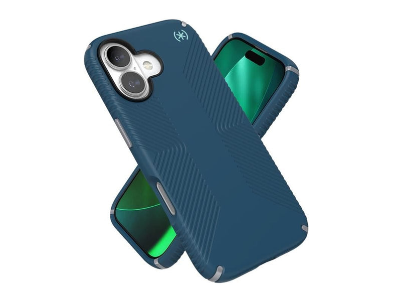 Speck Presidio2 Grip MagSafe - iPhone 17 Case - Deep Sea/Silver Metallic