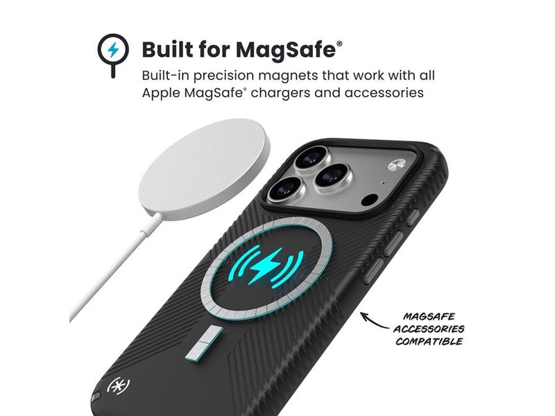 Speck Presidio2 Grip MagSafe - iPhone 17 Pro Case - Black / Slate Gray / White