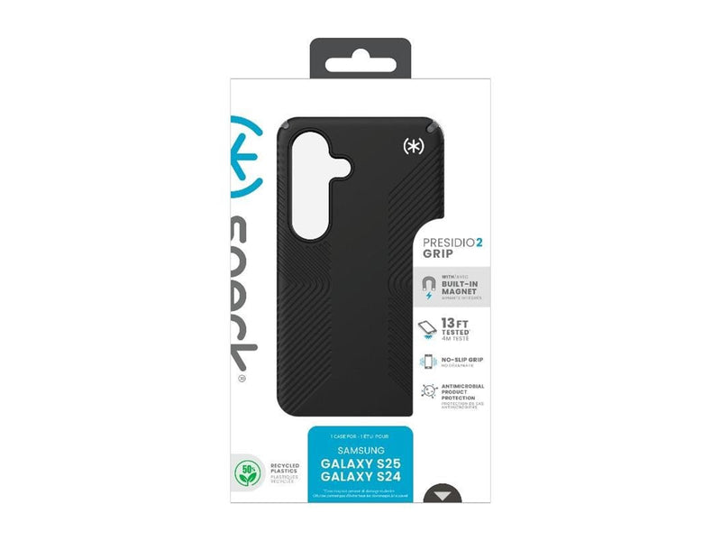 Speck Presidio2 Grip Magnet - Samsung Galaxy S25 / 24 MagSafe Case - Black/Slate Gray/White