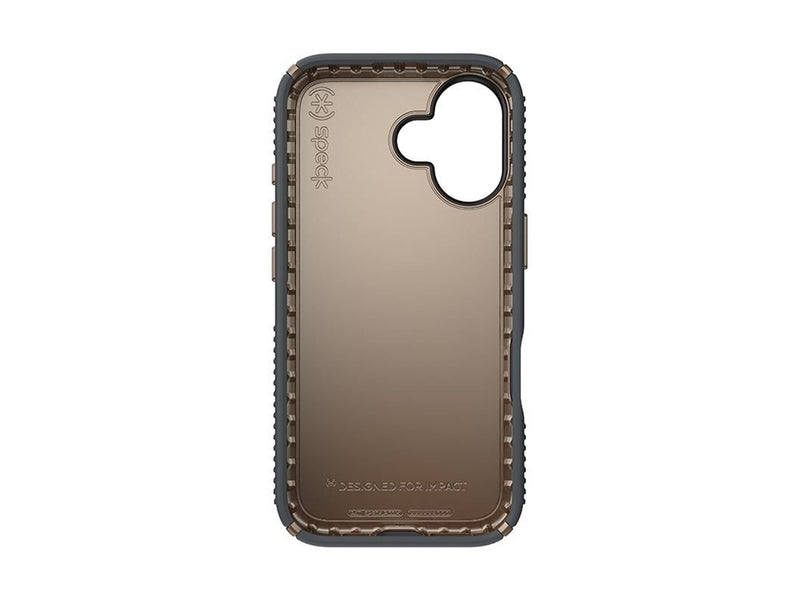 Speck Presidio2 Grip - iPhone 16 Case - Charcoal Gray / Cool Bronze / White