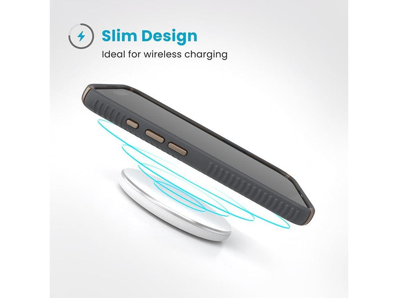 Speck Presidio2 Grip - iPhone 16 Case - Charcoal Gray / Cool Bronze / White